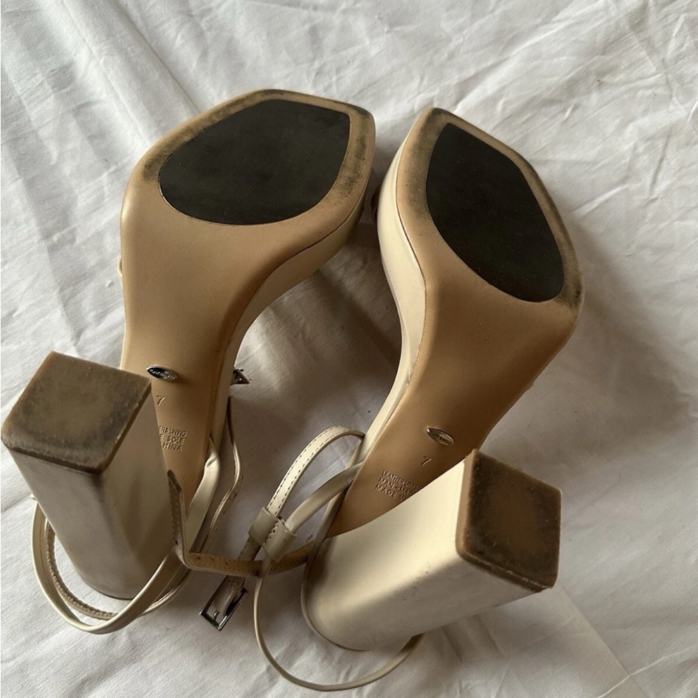 Tony Bianco Detroit Heels Platform Vanilla Capretto Cream 7 $210 - Picture 5 of 7